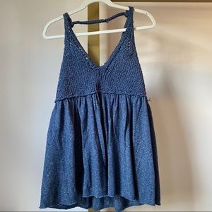 Free people sweatered tank in dark blue